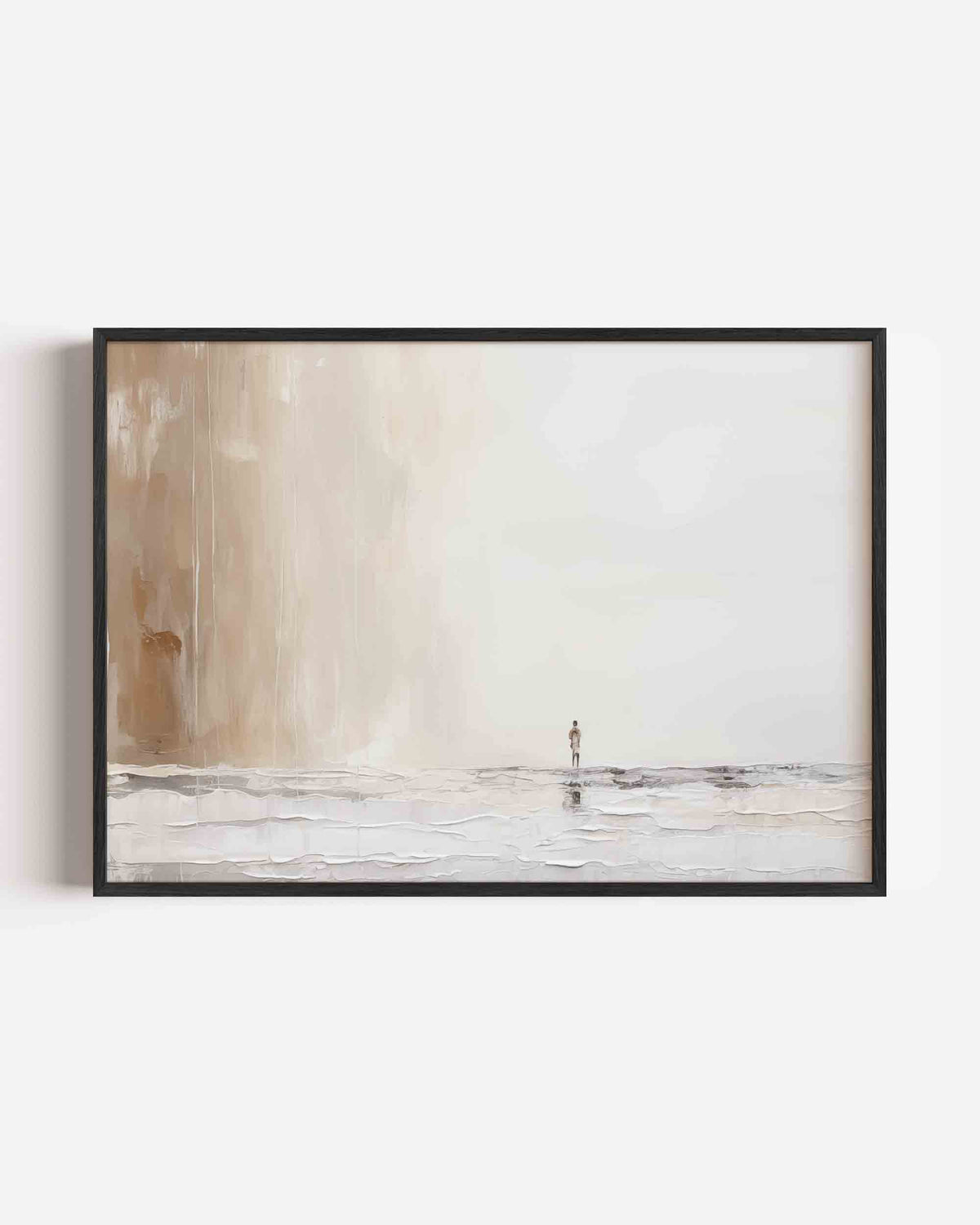 Eenzaam figuur in landschap – kleurrijke abstracte landscape poster als wanddecoratie