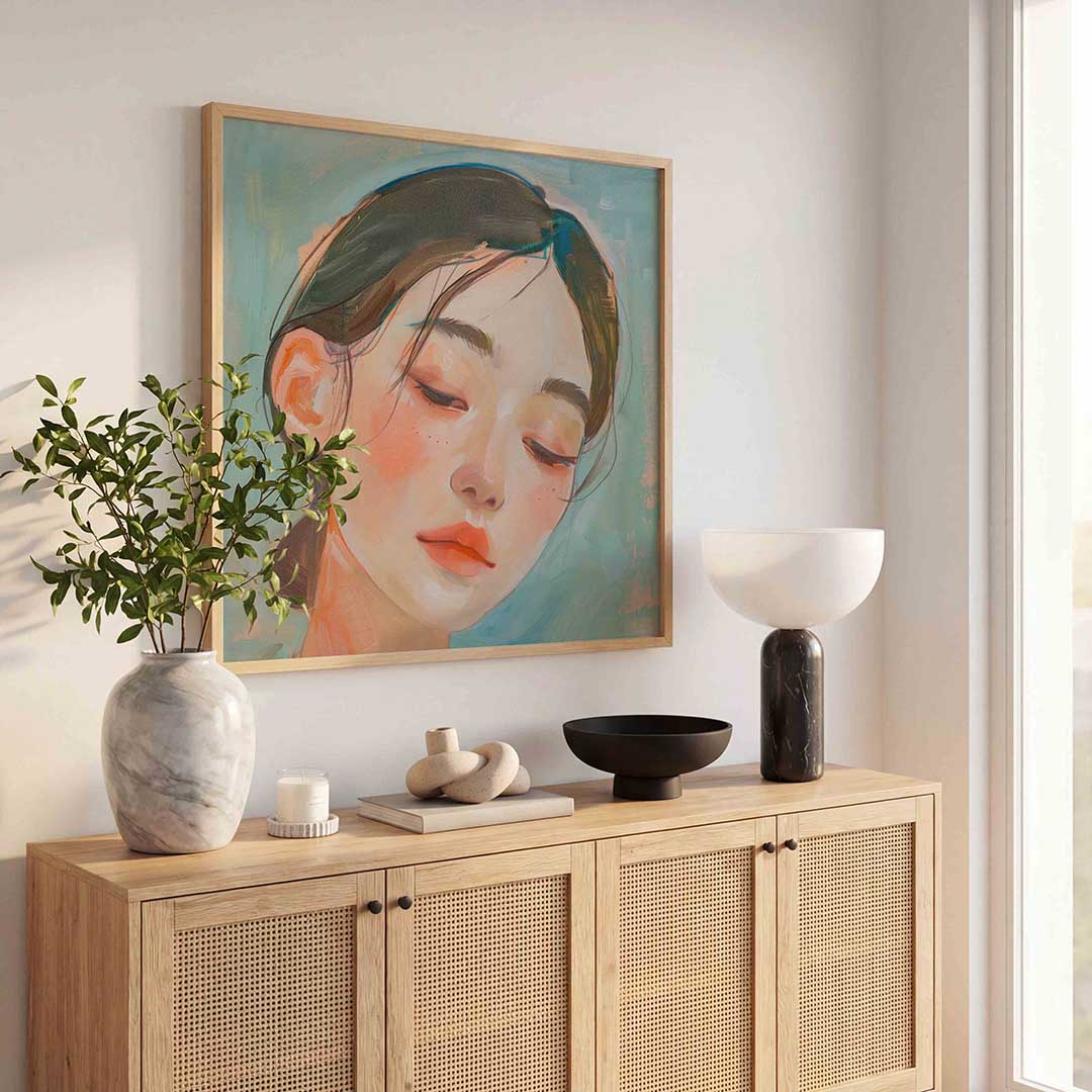 Portret van vrouw – kunst en design poster in vierkant formaat