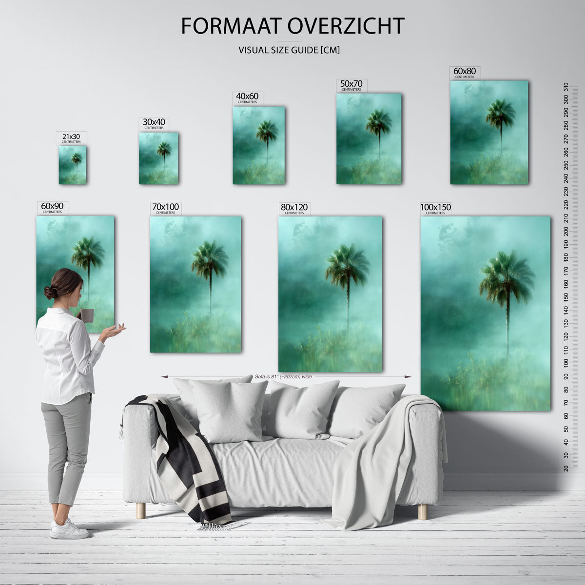 Palmboom in mist – staande muurposter met jungle thema