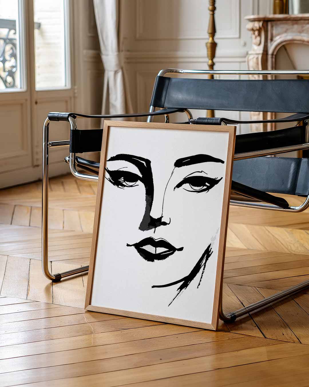 Minimalistische Gezichtsillustratie – urban poster in staand formaat