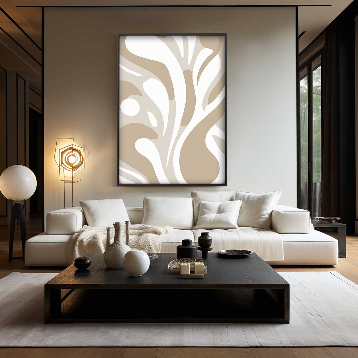 Natuurvloed in Beige – modern portret kunstwerk van WallArtistic