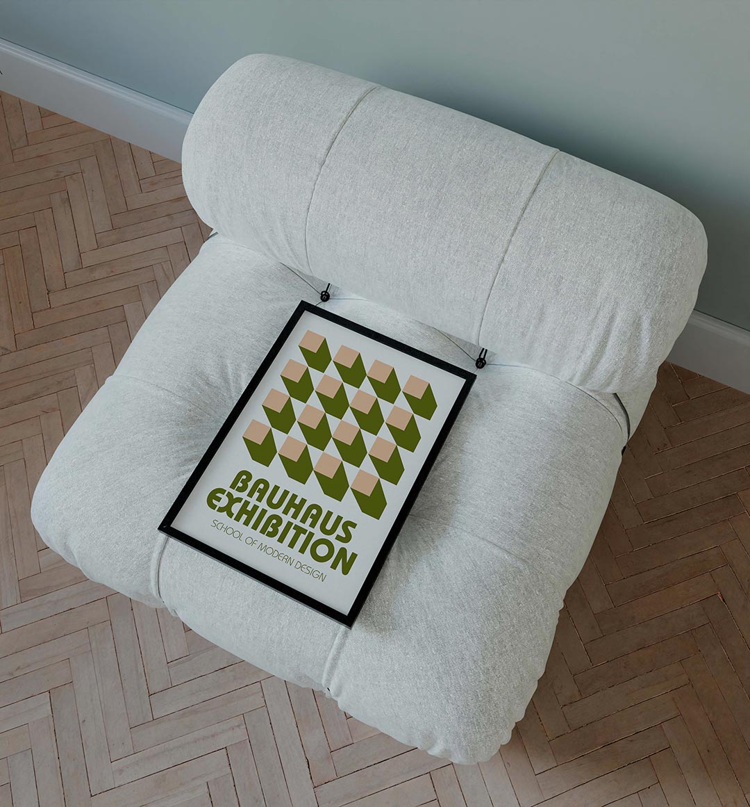 Vormritme en schaduw – staande Bauhaus poster voor aan de muur