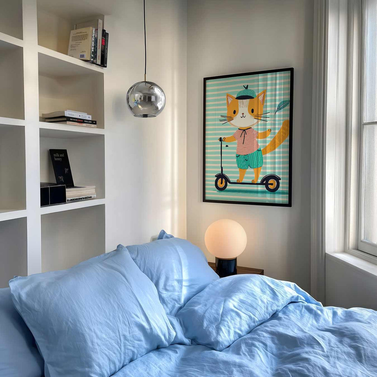 Kat op Step – speelse wandkunst als portret kinderposter