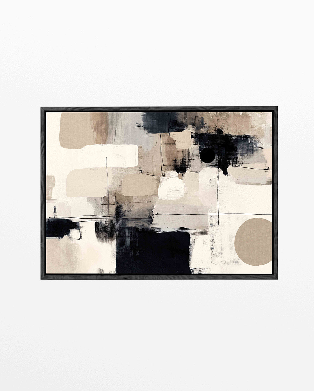 Geometrische vormen compositie – Beige – liggend wanddecoratie kunstwerk
