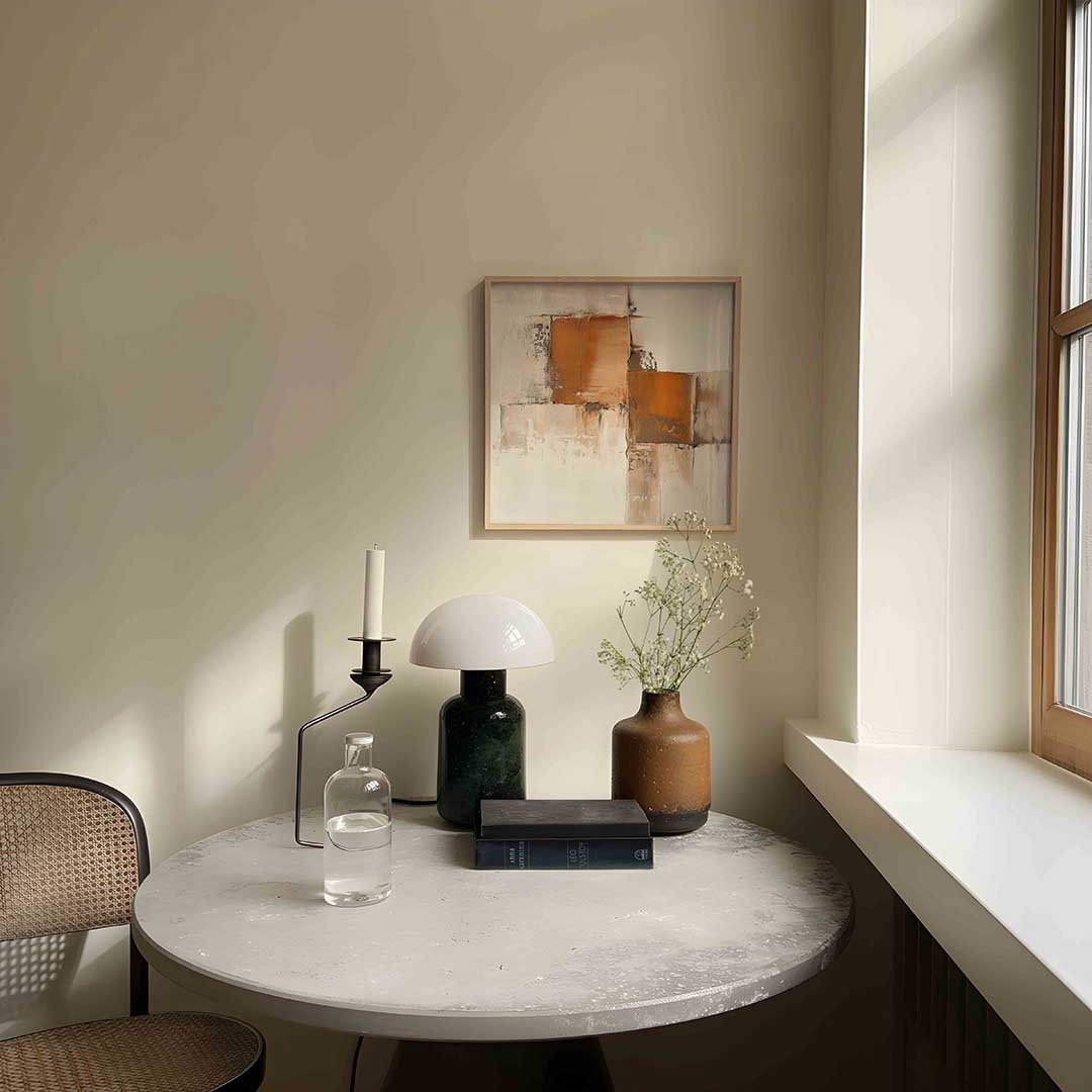 Abstracte beige en oranje – textuur poster in vierkant formaat
