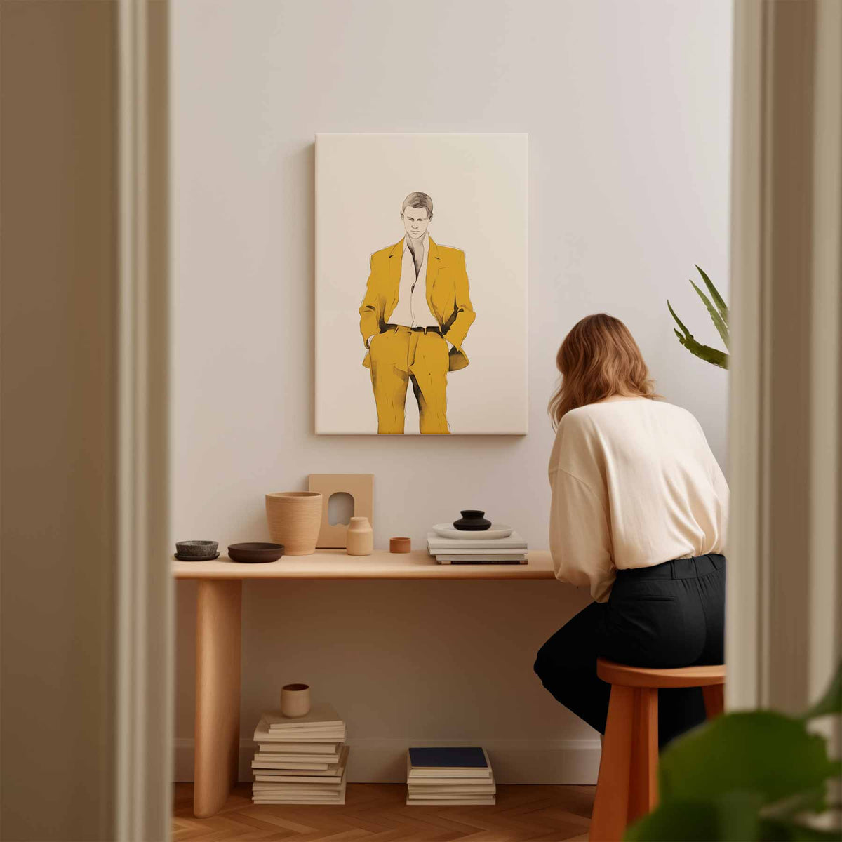 Elegante Stijl in Geel – plexiglas kunstwerk als wanddecoratie
