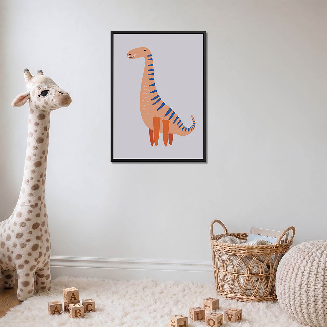 Speelse dinosaurus illustratie – moderne staande wandkunst