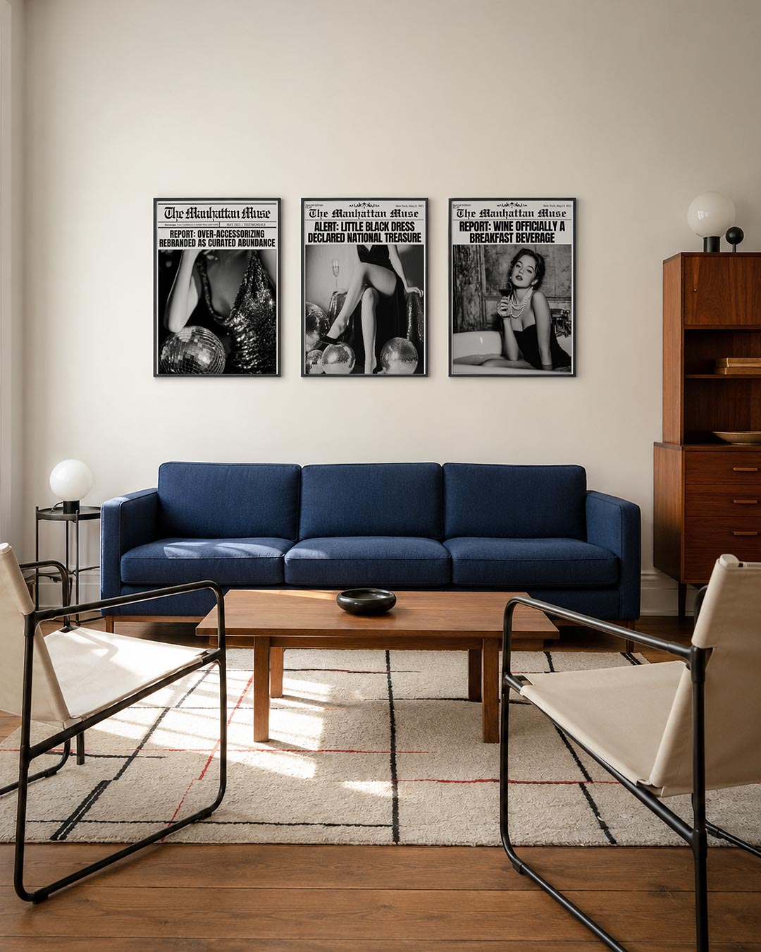 Glinsterende nacht posterset – derde productweergave – een zwart-wit compositie met een glinsterende jurk en een
