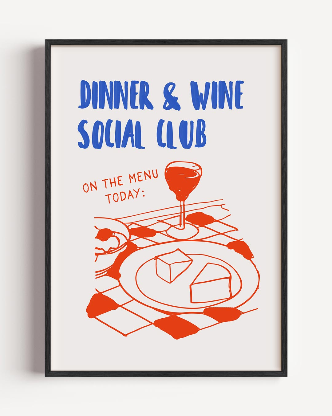 Gezellige Eet- en Wijnclub – keuken portret poster als wanddecoratie