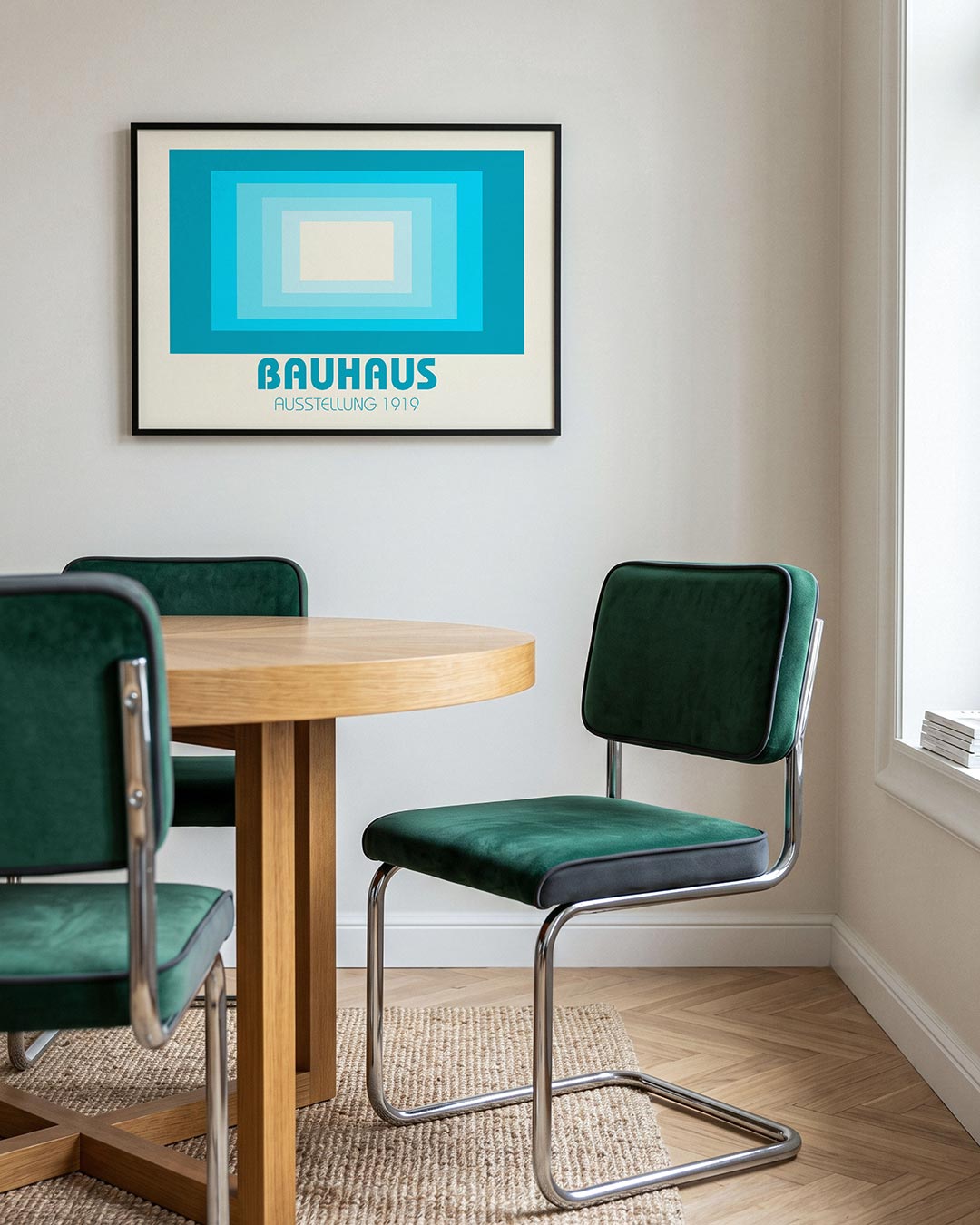 Vormritme en kleur – liggende Bauhaus poster voor aan de muur