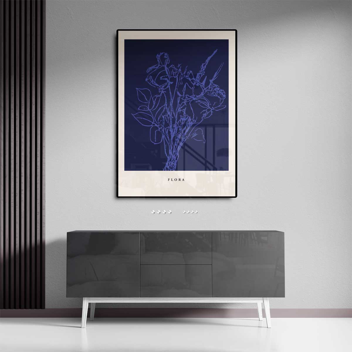 Bloemenpracht in Blauw – dibond kunstwerk als wanddecoratie