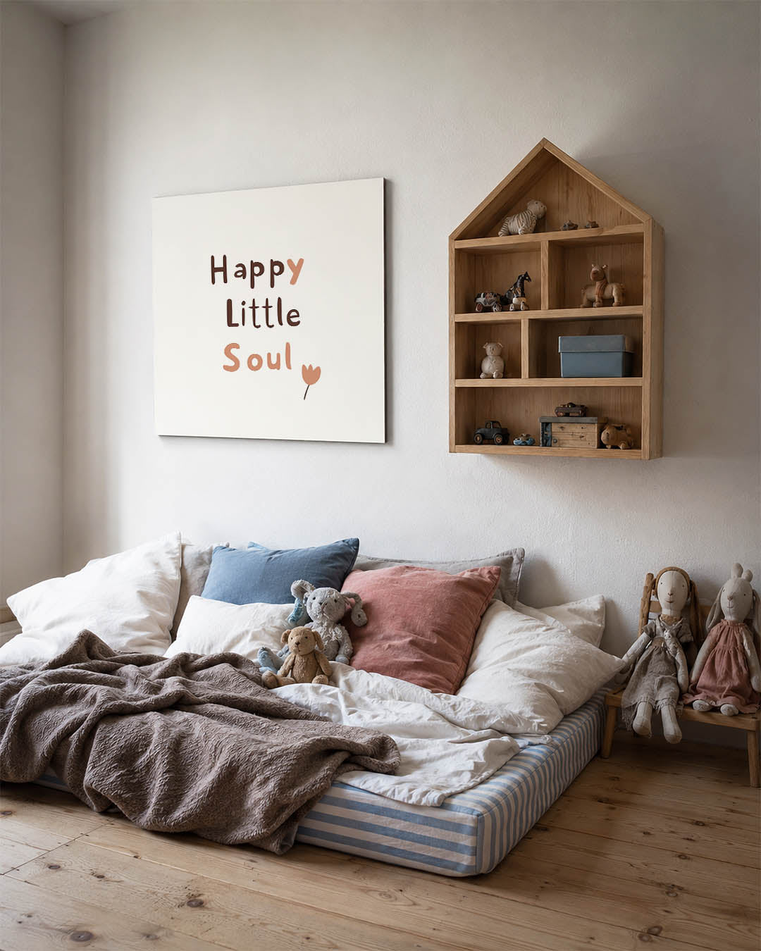 Vrolijke tekst kunstwerk – derde productweergave – dit werk toont een positieve boodschap in speelse letters met een kleine