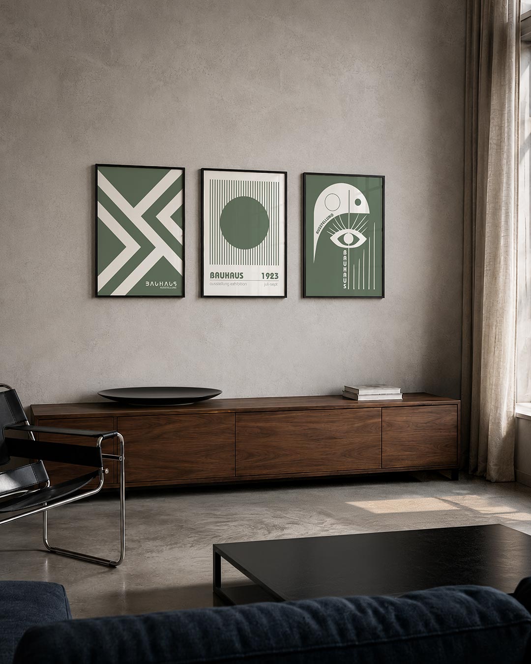 Lijnen en vlakken driedelige posterset – deze posterset in drie delen toont een dynamisch lijnenspel van witte diagonalen op