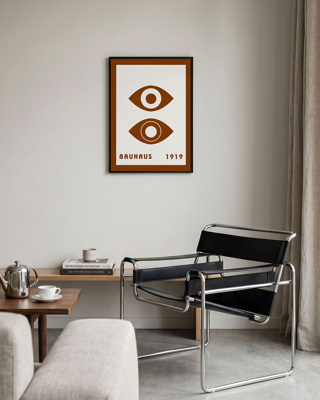 Oogvormen en lijnen – geometrische Bauhaus poster in staand formaat