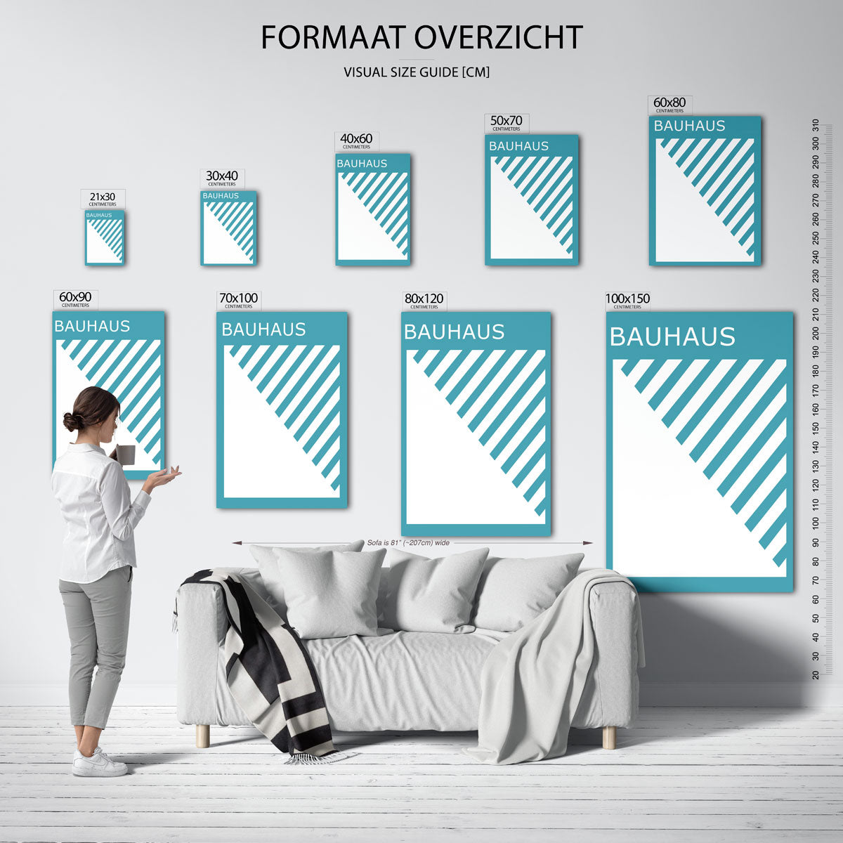 Lijnen en vlakken – geometrische poster in Bauhaus-stijl van WallArtistic
