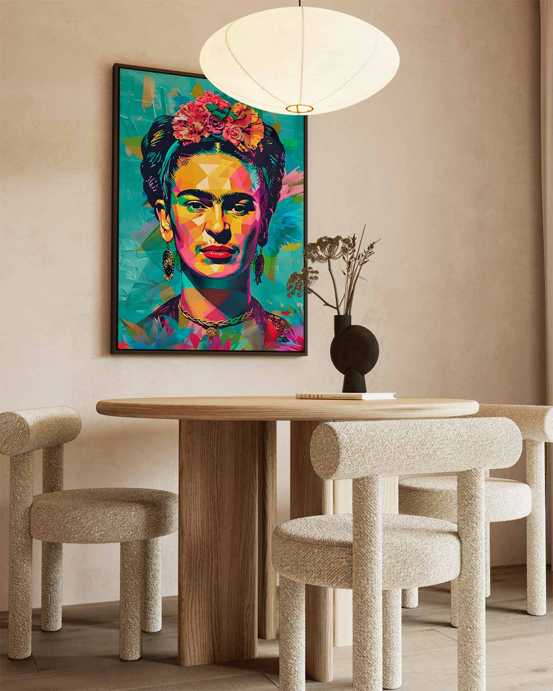 Kleurrijk Portret Kunstwerk – dibond wanddecoratie in staand formaat