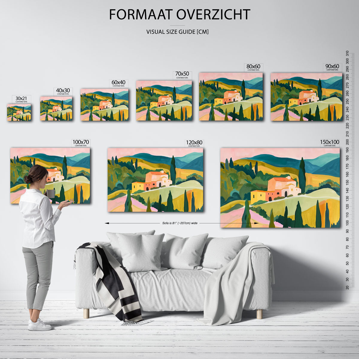 Landschap met huis – landscape muurposter met eigentijdse illustratie
