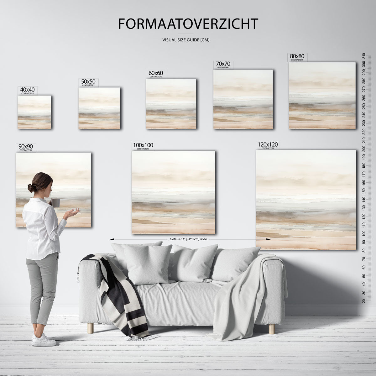 Landschap in zachte tinten – vierkante muurposter met zachte abstracte vormen