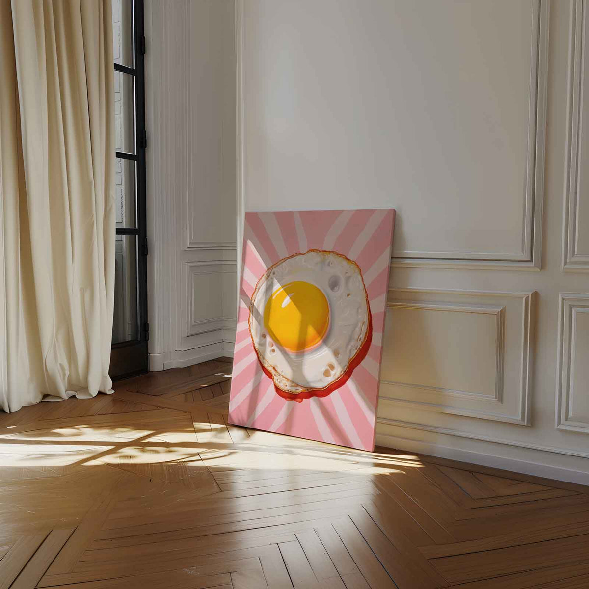 Stralende Spiegelei Boost – staand kunstwerk voor modern interieur