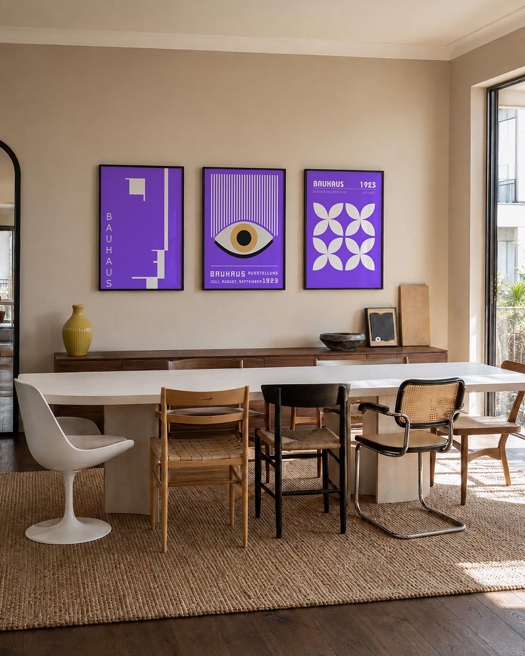 Vormen en vlakken driedelige posterset – deze posterset in drie delen toont een speelse