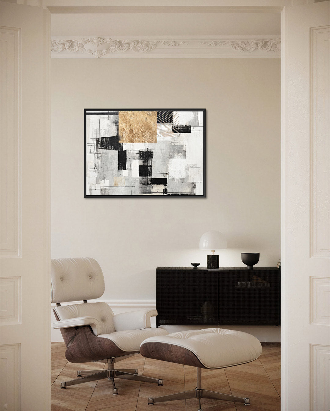 Geometrische compositie – Abstract kunstwerk – liggende wanddecoratie