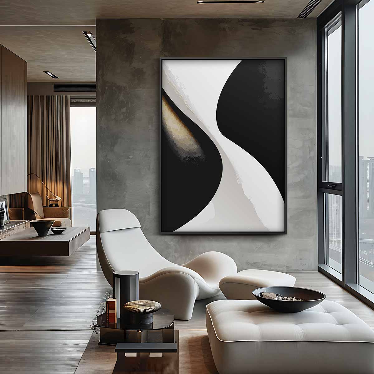 Stijlvolle Abstracte Vormen – canvas wanddecoratie in portret formaat