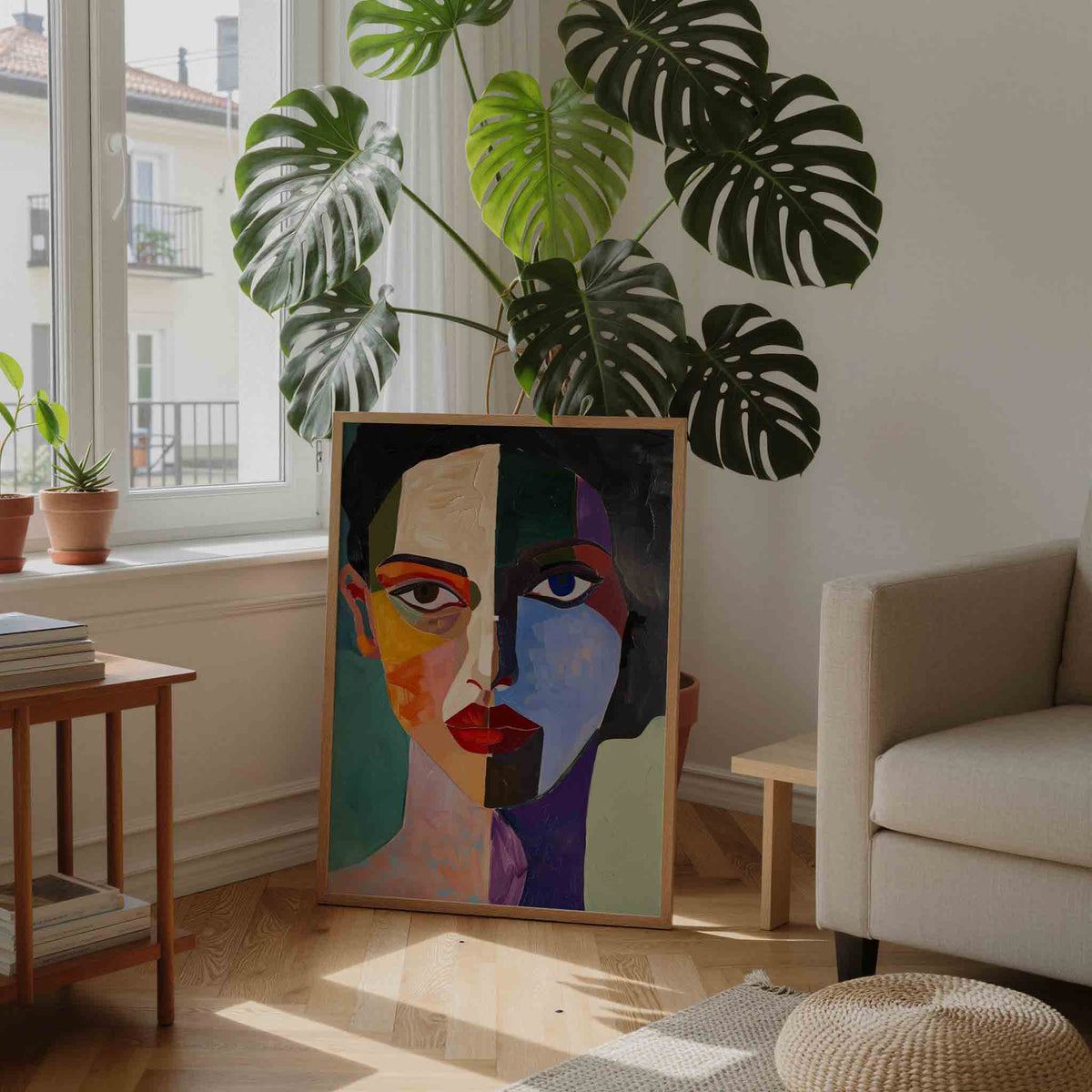 Abstract gezicht – moderne illustratie als portret poster