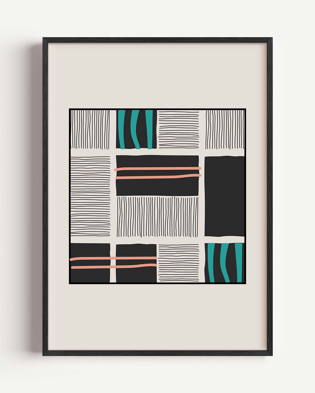 Moderne Geometrische Kunstposter – kleurrijke abstracte portret poster als wanddecoratie