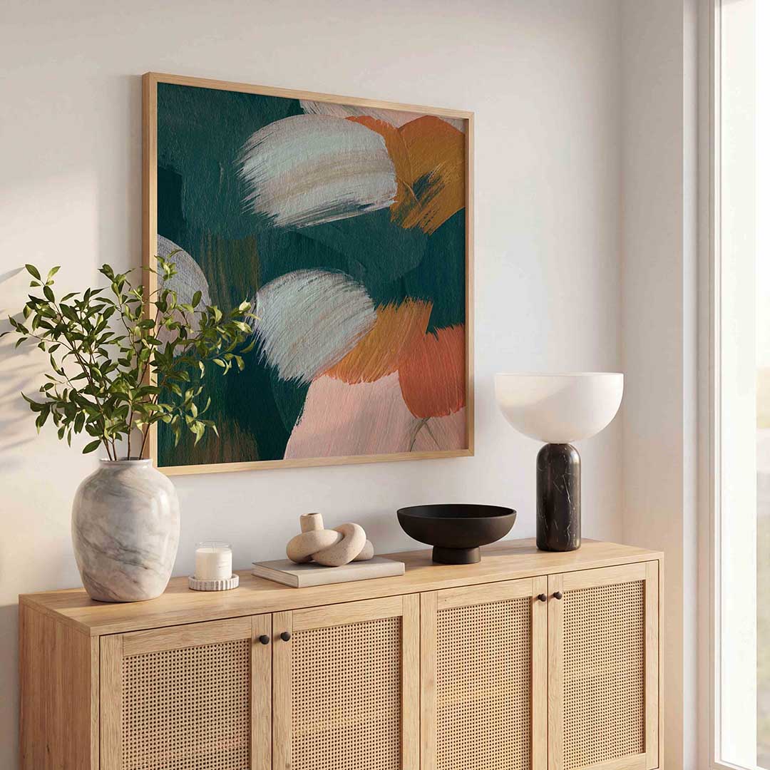 Abstracte penseelstreken – schilderkunst als moderne vierkante poster