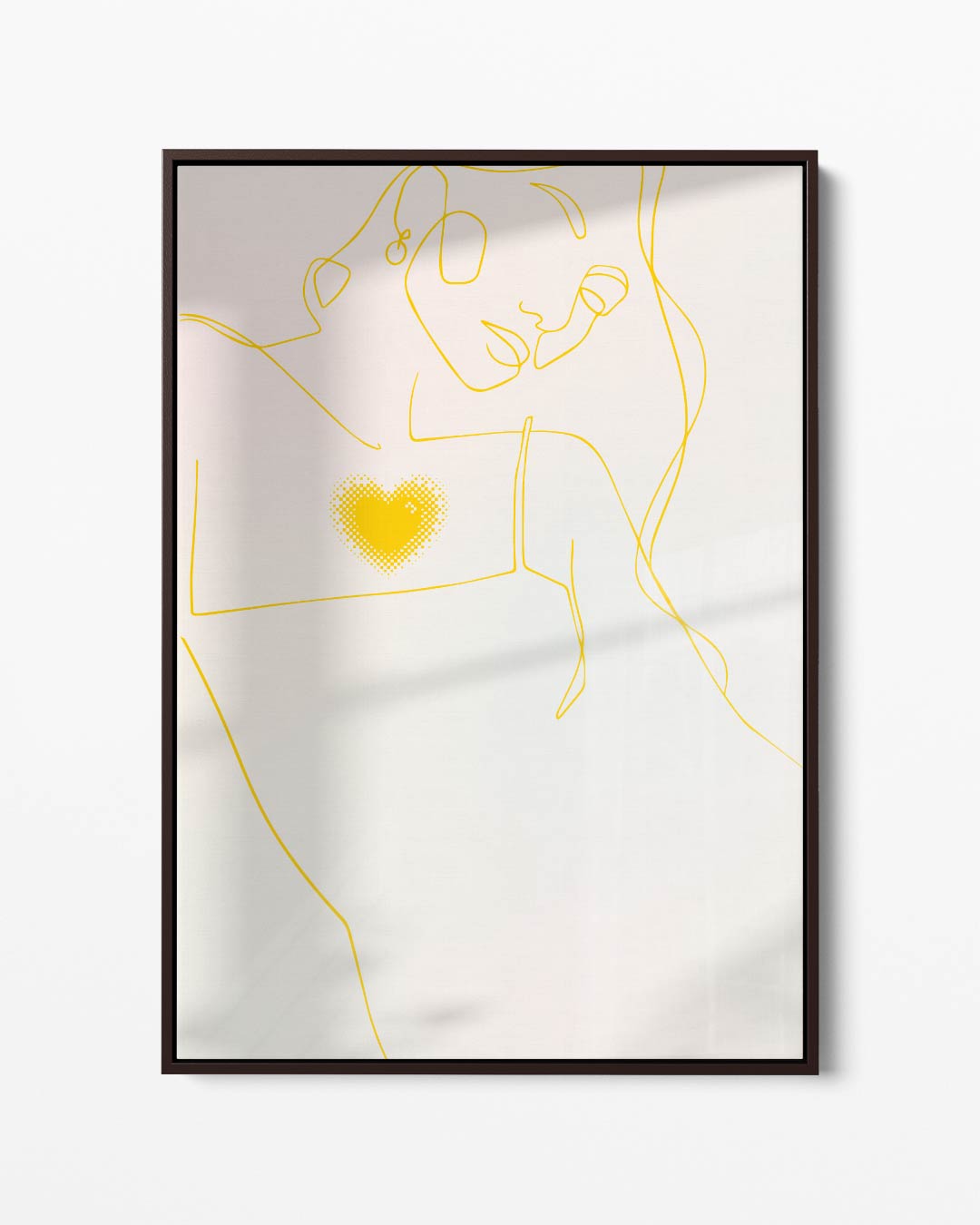 Lijntekening met Hart – portret kunstwerk als wanddecoratie