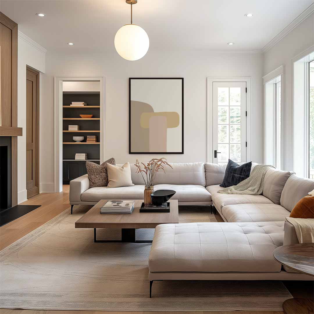 Abstracte Vormen in Beige – staand kunstwerk voor modern interieur