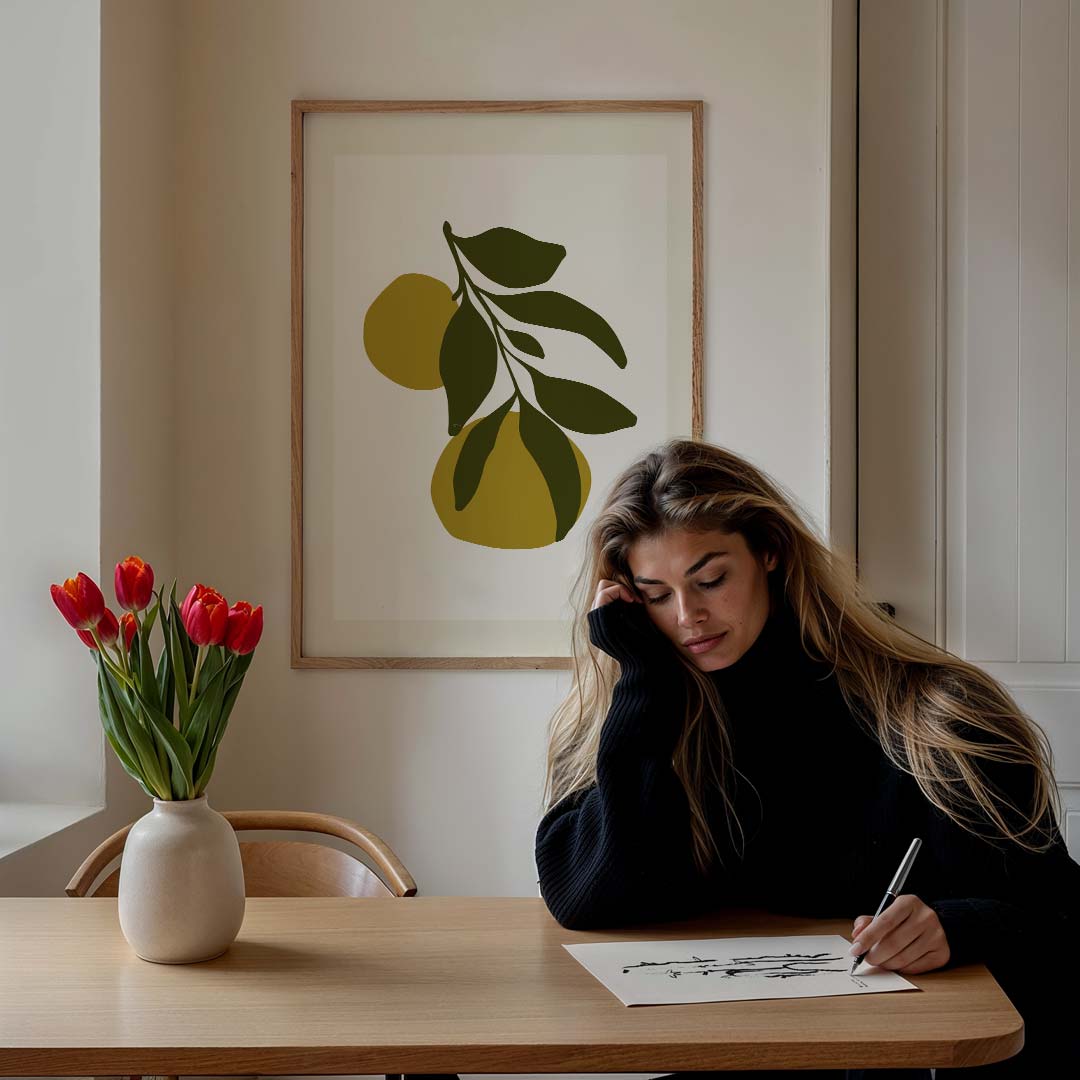Lemony Vibes Wanddecoratie – bloemen poster in staand formaat