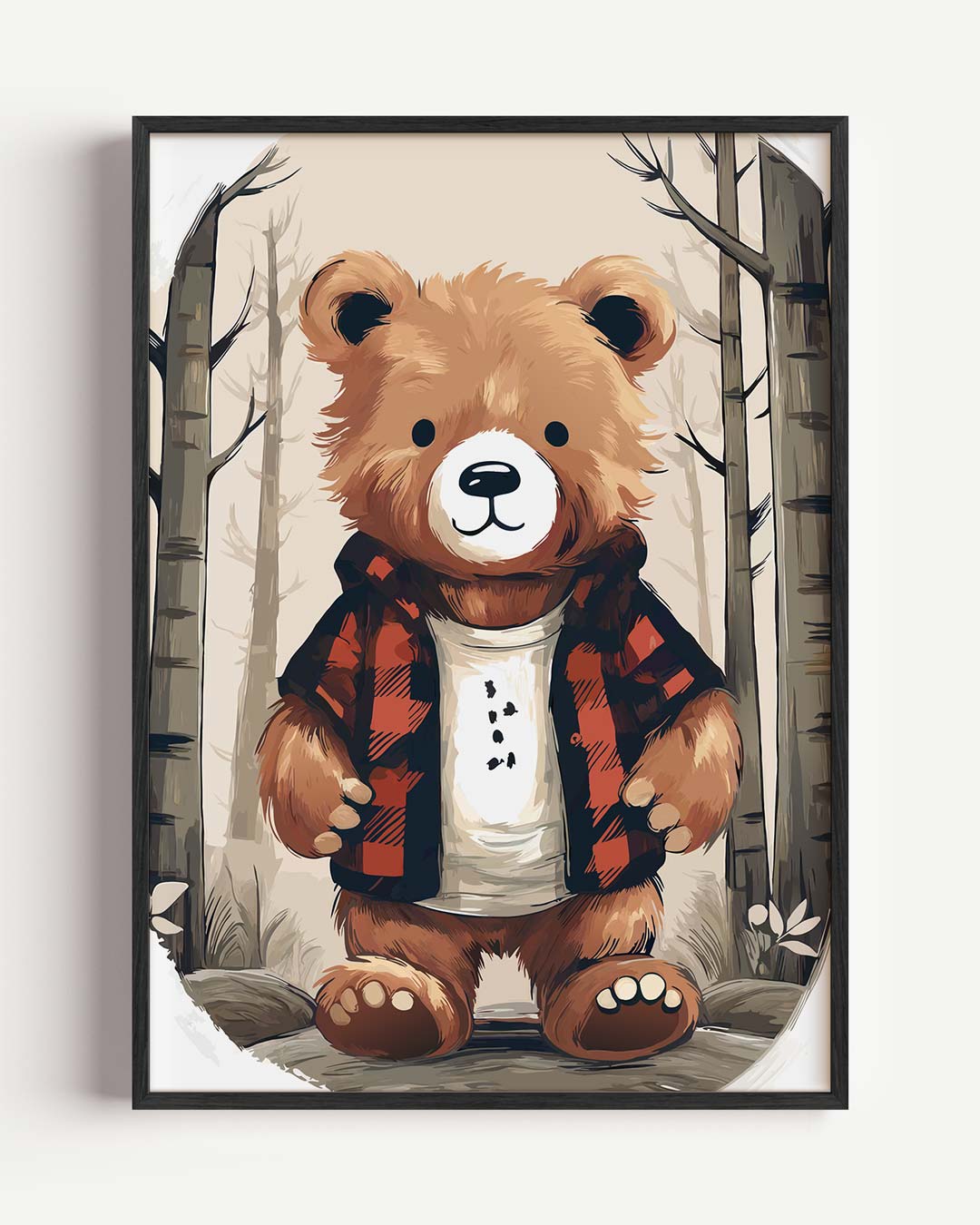 Stoere Berenvriend – kids portret poster als wanddecoratie