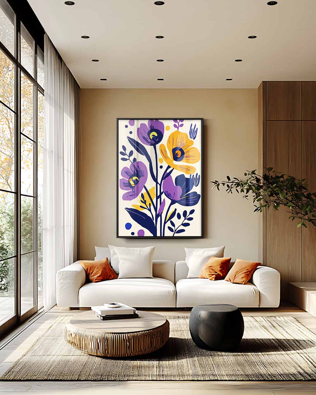 Bloemen Symphony – kunstwerk met zwarte baklijst