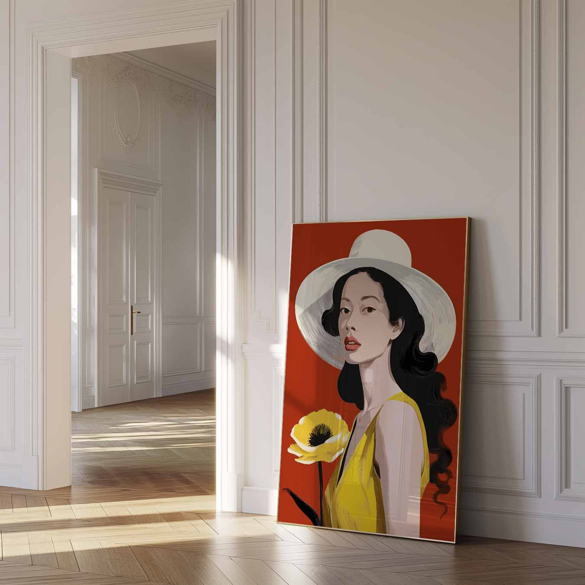 Vrouwelijke Elegantie – zomer poster als frisse staande wanddecoratie