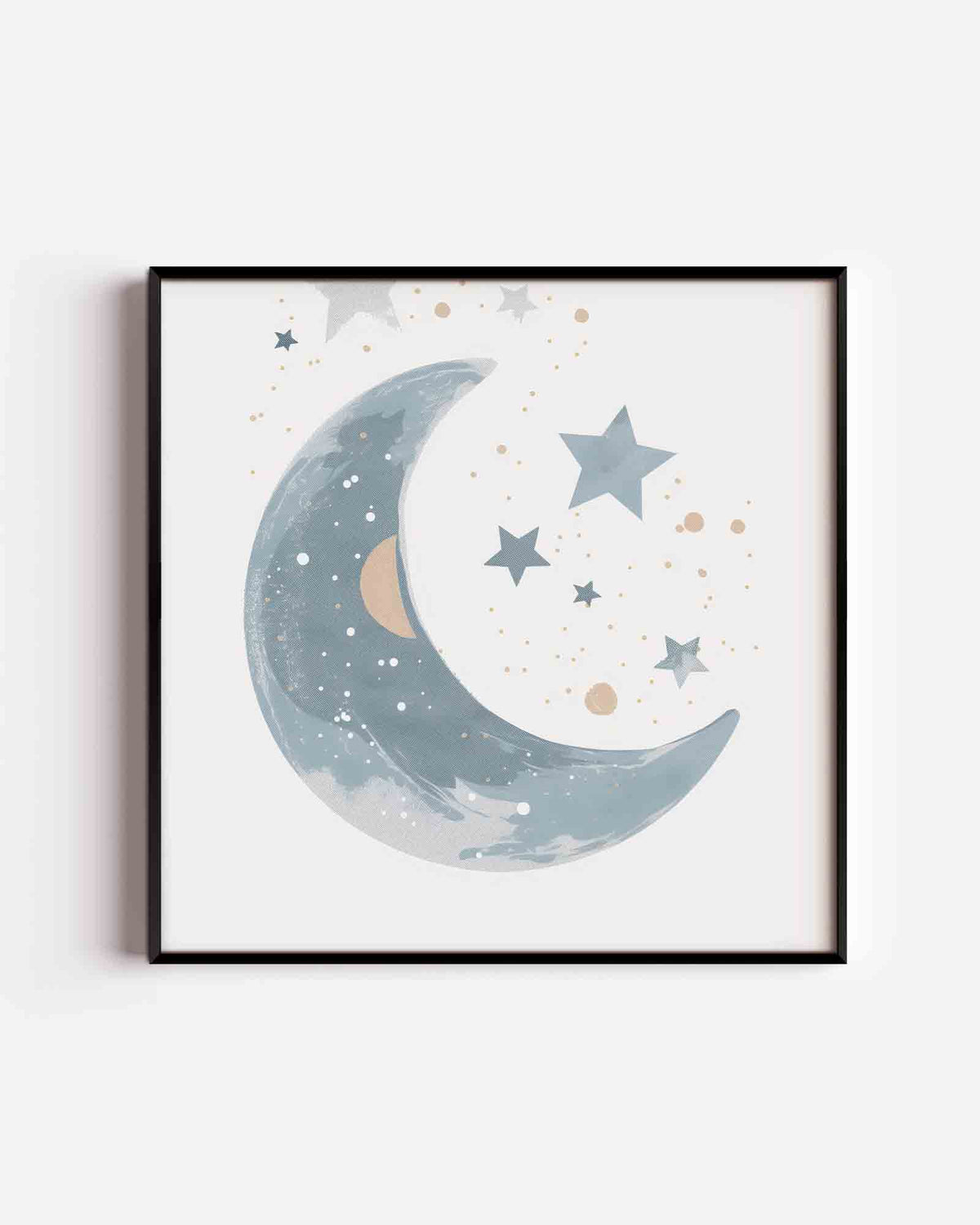 Maan en sterren – vierkante kinderposter als wanddecoratie