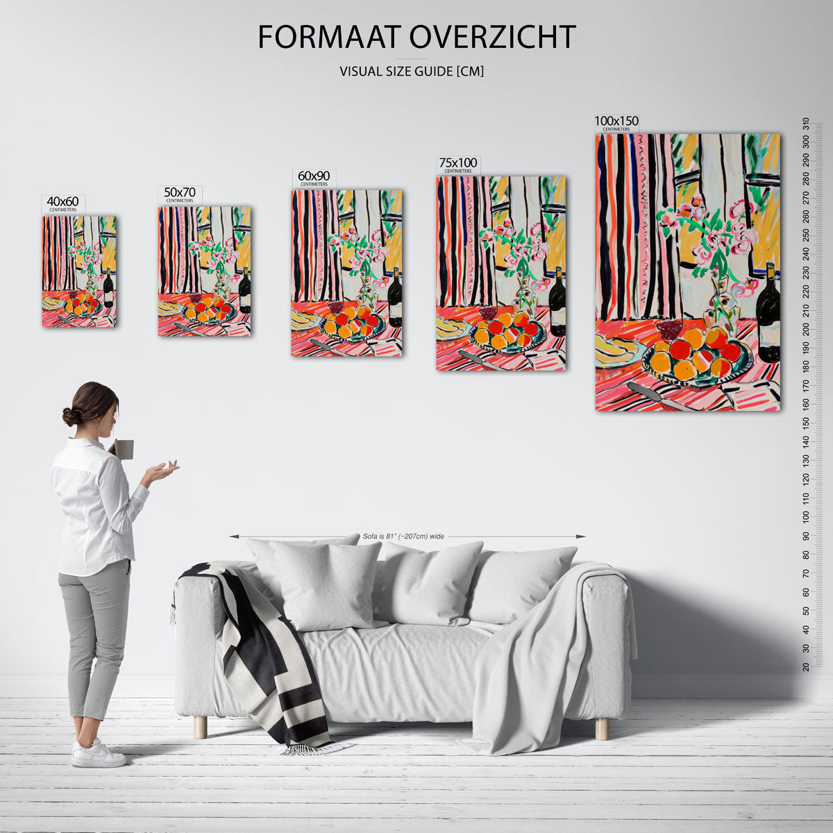 Kleurrijke tafelsetting – staand wanddecoratie kunstwerk
