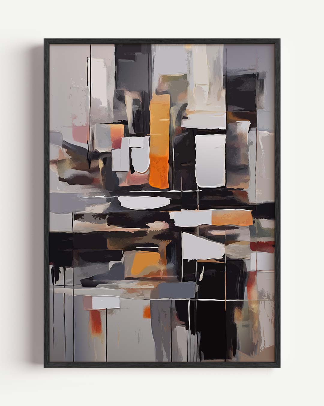 Abstracte Oranjekracht – kleurrijke abstracte portret poster als wanddecoratie