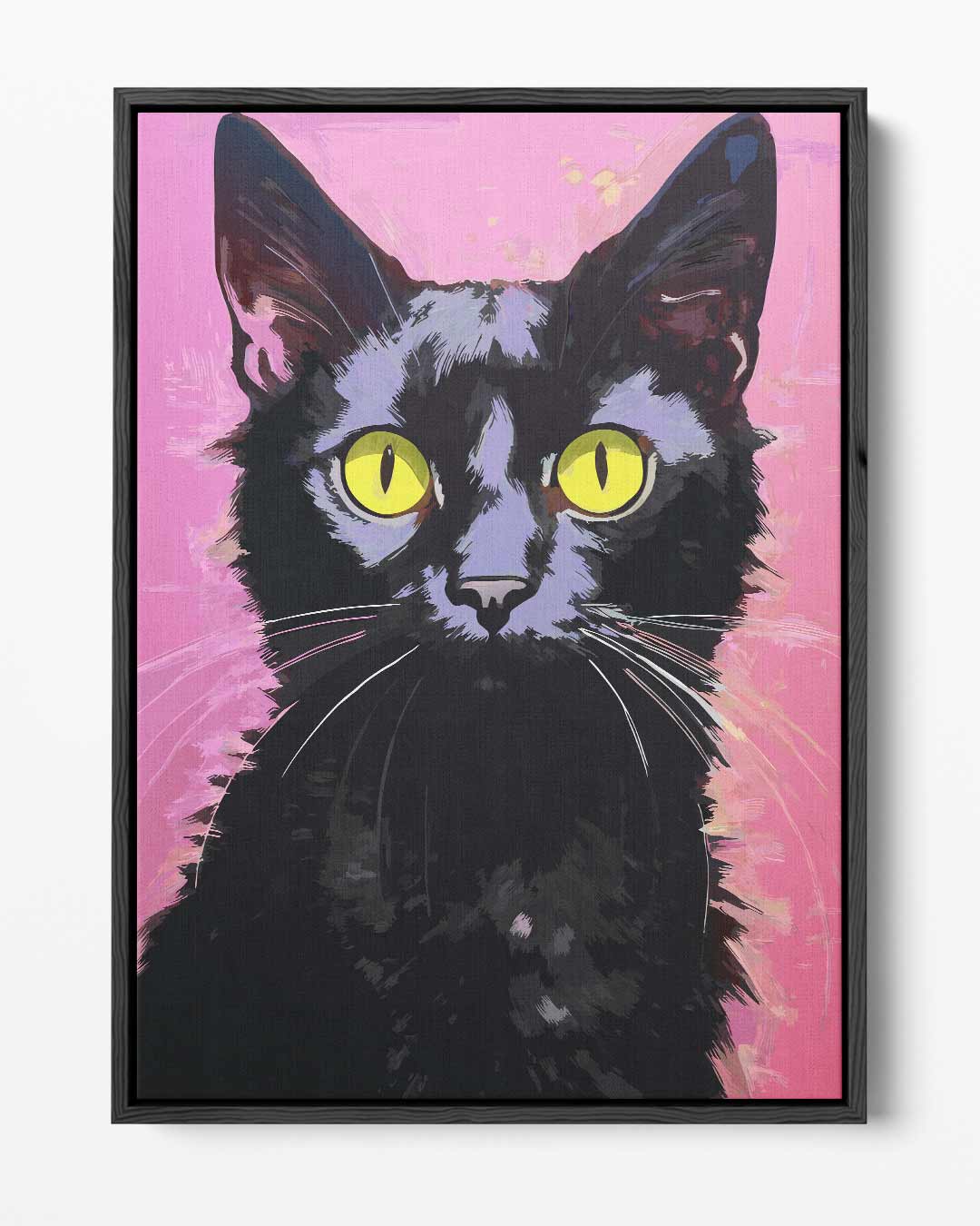 Kattenportret met Roze Achtergrond – portret kunstwerk als wanddecoratie