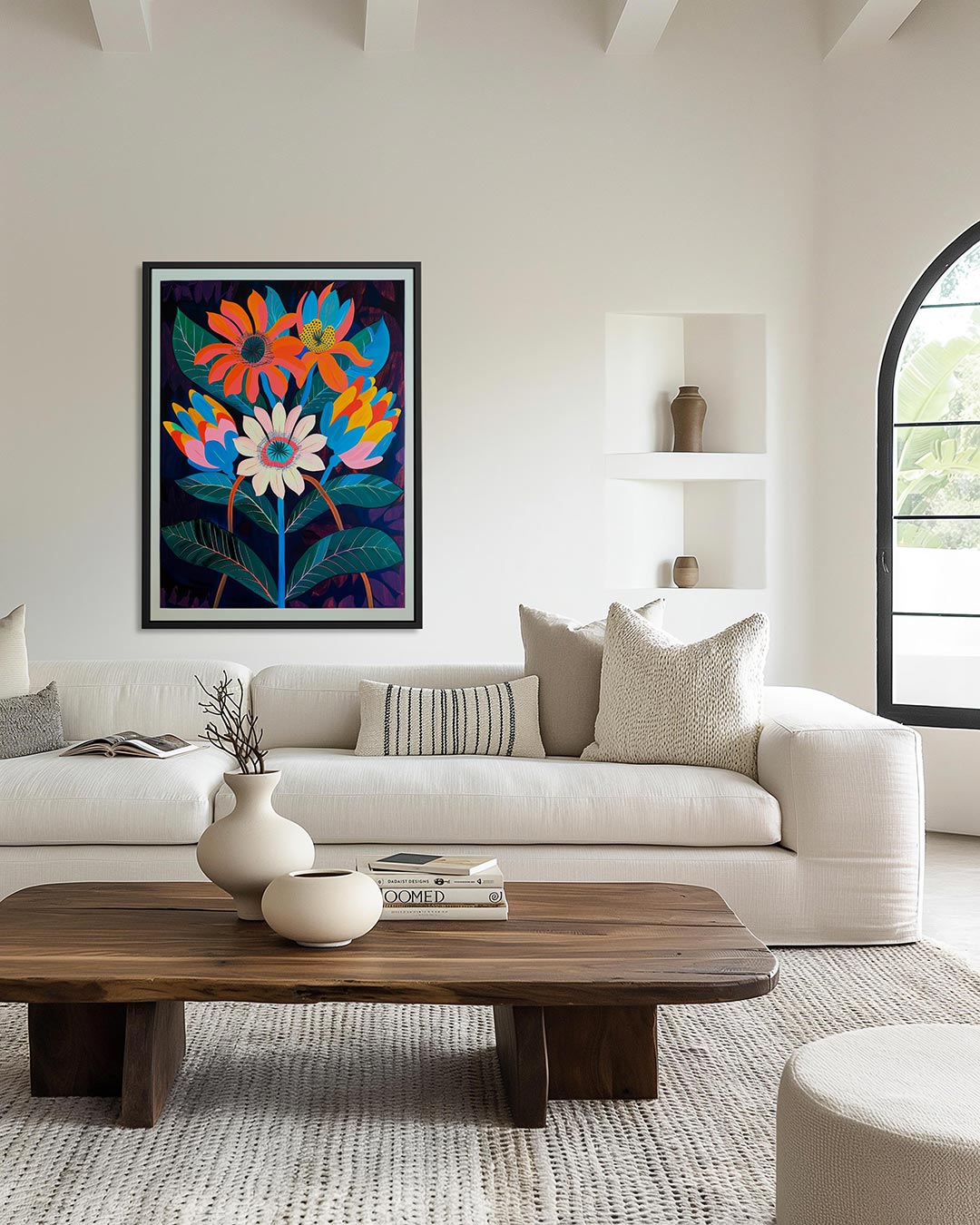 Vrolijke bloemen – moderne staande wandkunst