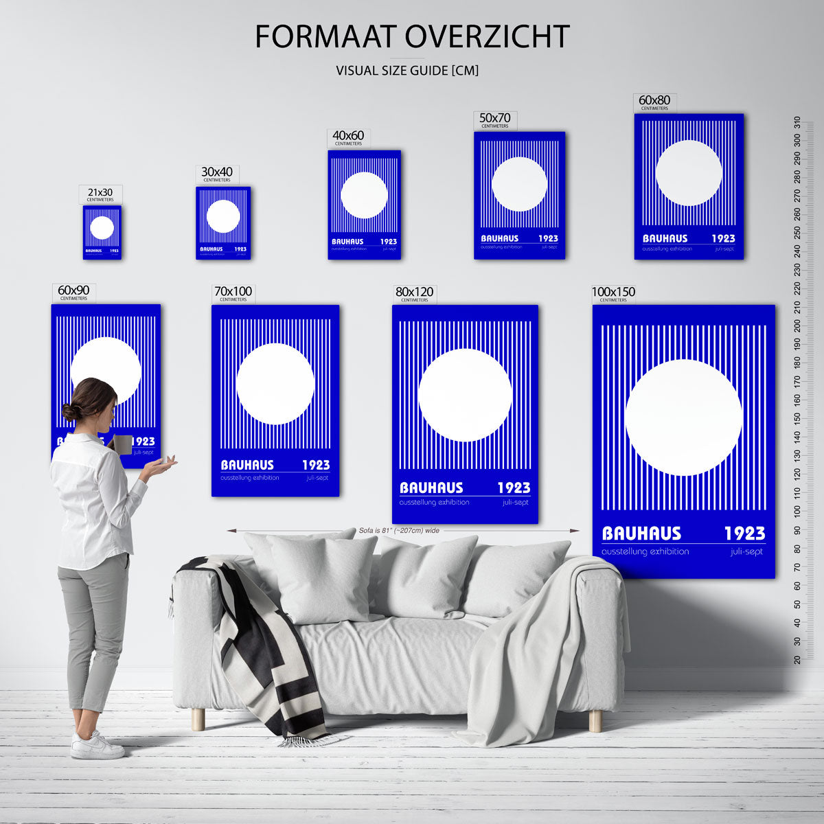 Lijnen en cirkel – geometrische poster in Bauhaus-stijl van WallArtistic
