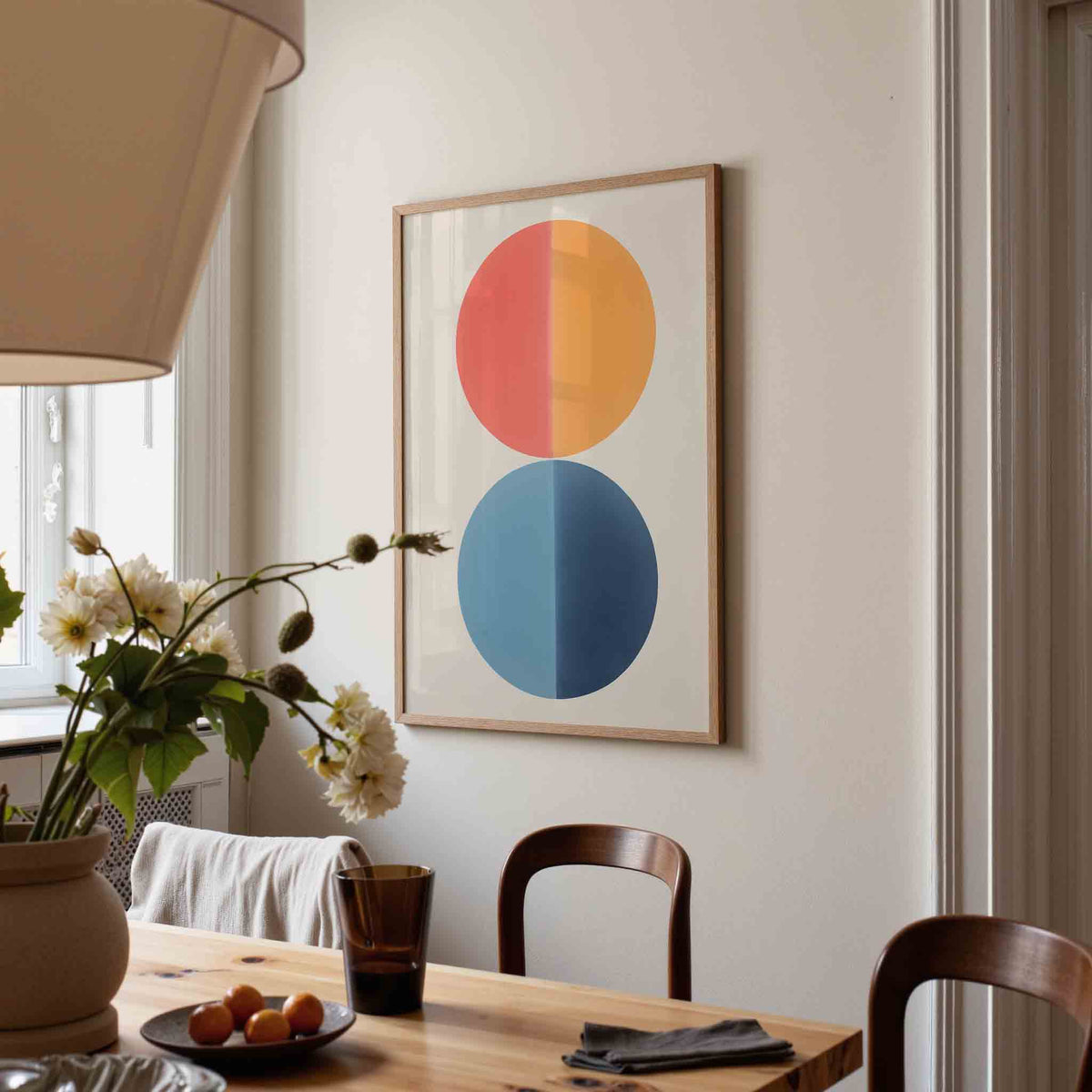 Twee halve cirkels – kunst en design poster in portret formaat