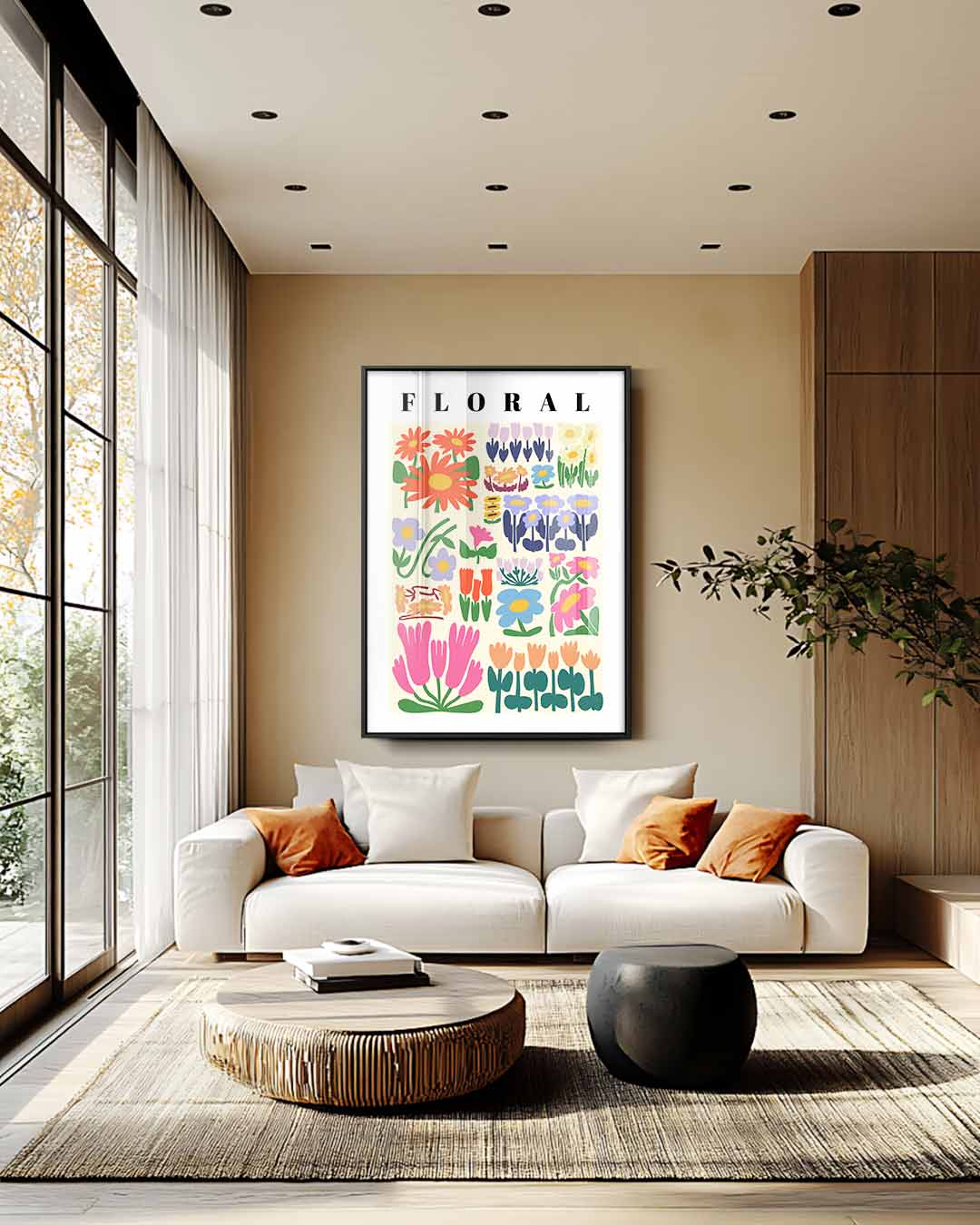 Bloemenpracht Poster – kunstwerk met zwarte baklijst