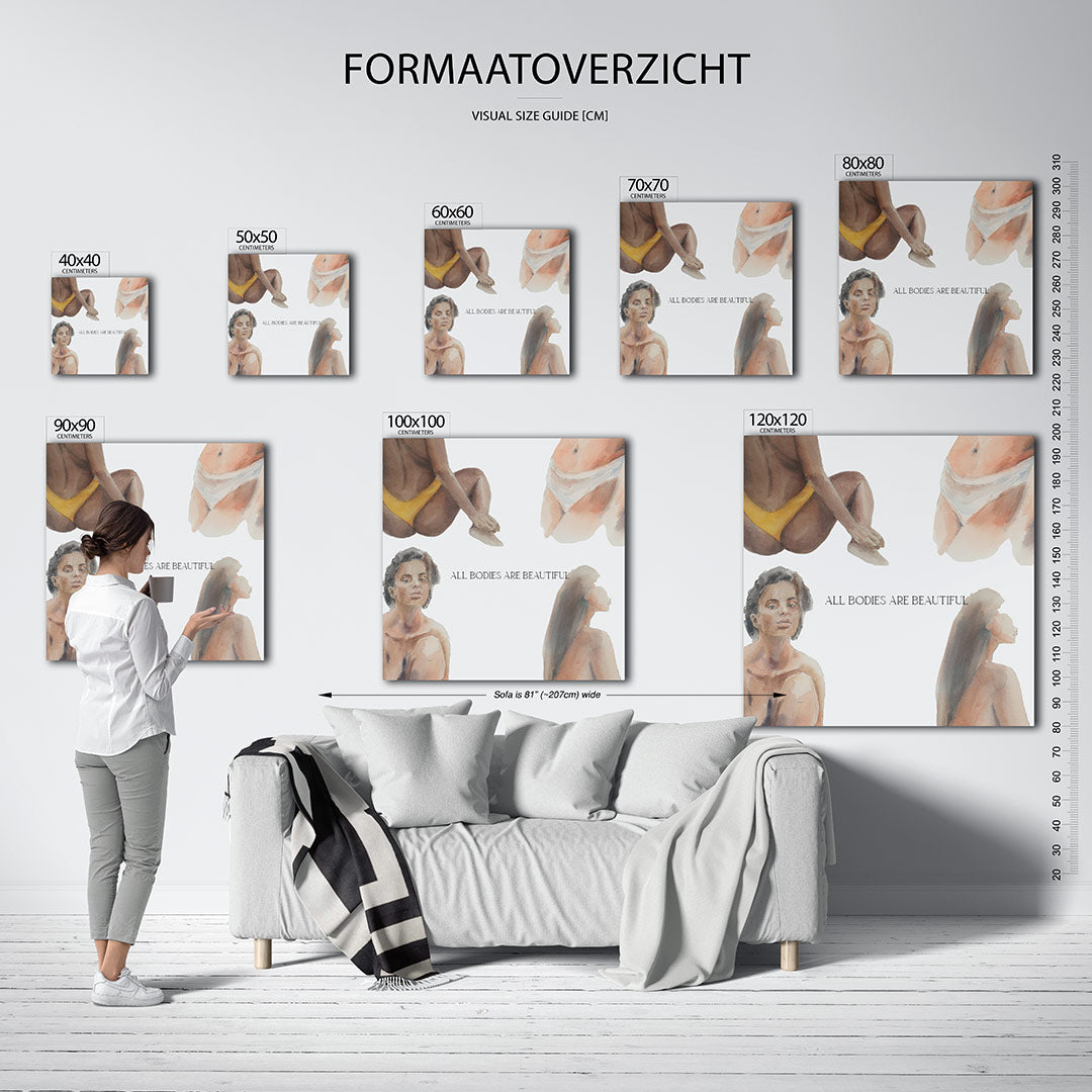 Menselijke vormen kunstwerk – sfeerbeeld – dit werk toont diverse menselijke figuren in zachte tinten, met een focus op