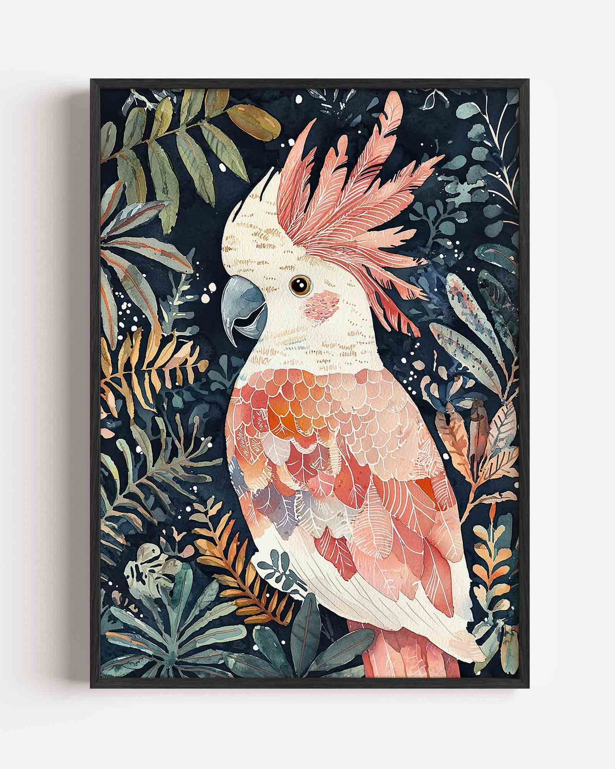 Papegaai en bladeren – dieren portret poster als wanddecoratie