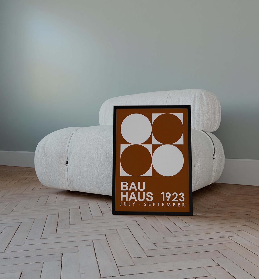 Cirkel en vierkant – geometrische poster in Bauhaus-stijl van WallArtistic
