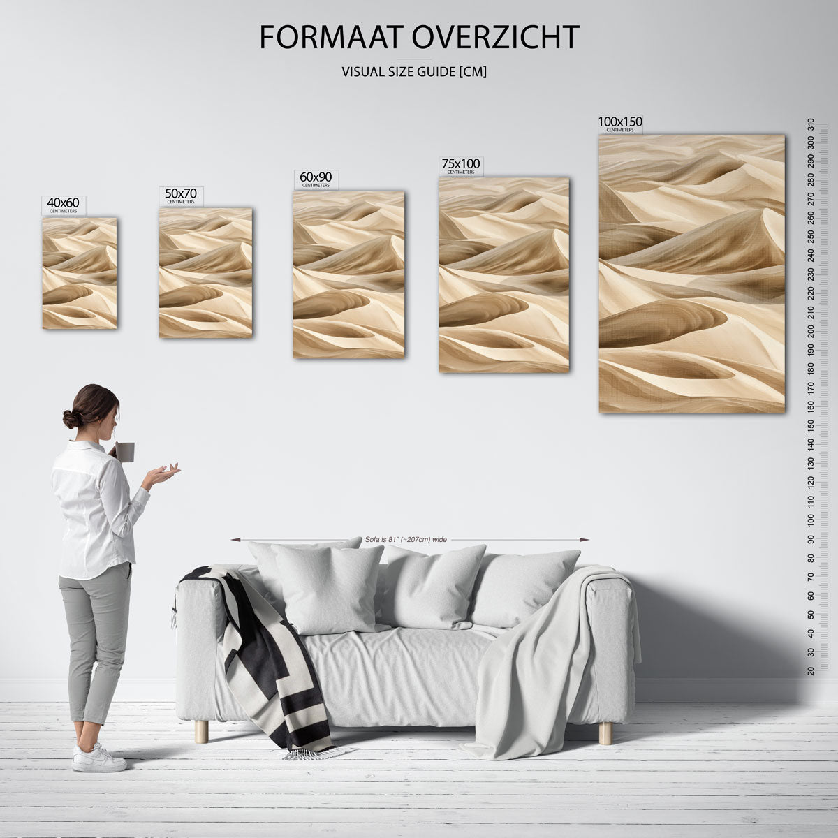 Golvende zandduinen – staande wanddecoratie van WallArtistic