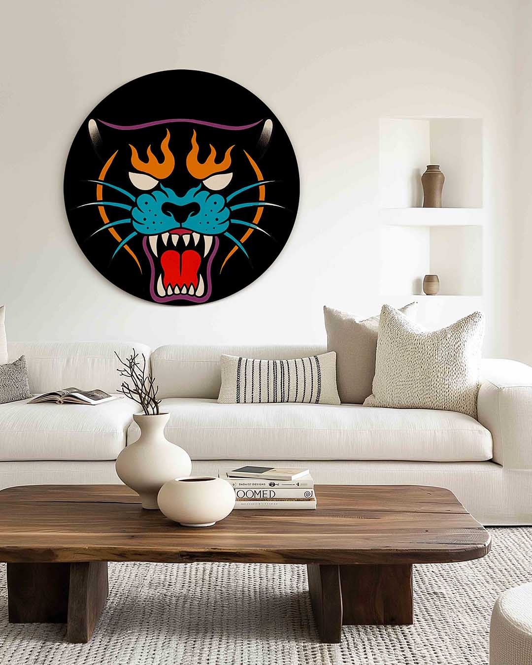 Panter met vurige details – dierenprint muurcirkel voor aan de muur