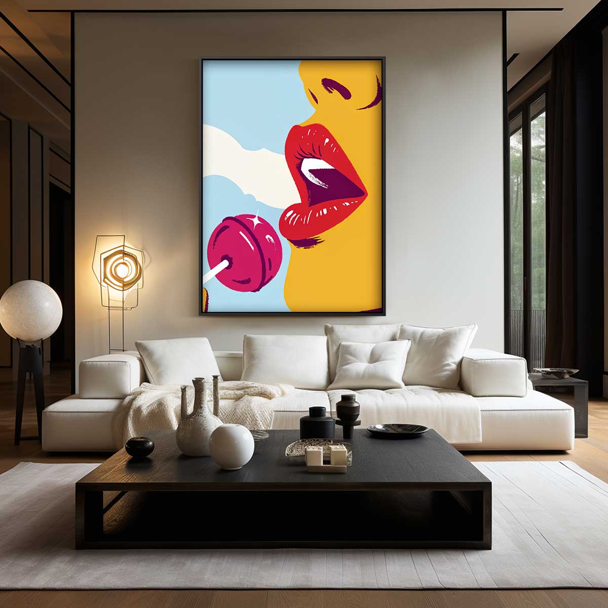 Verleiding in Popart – staand kunstwerk voor modern interieur