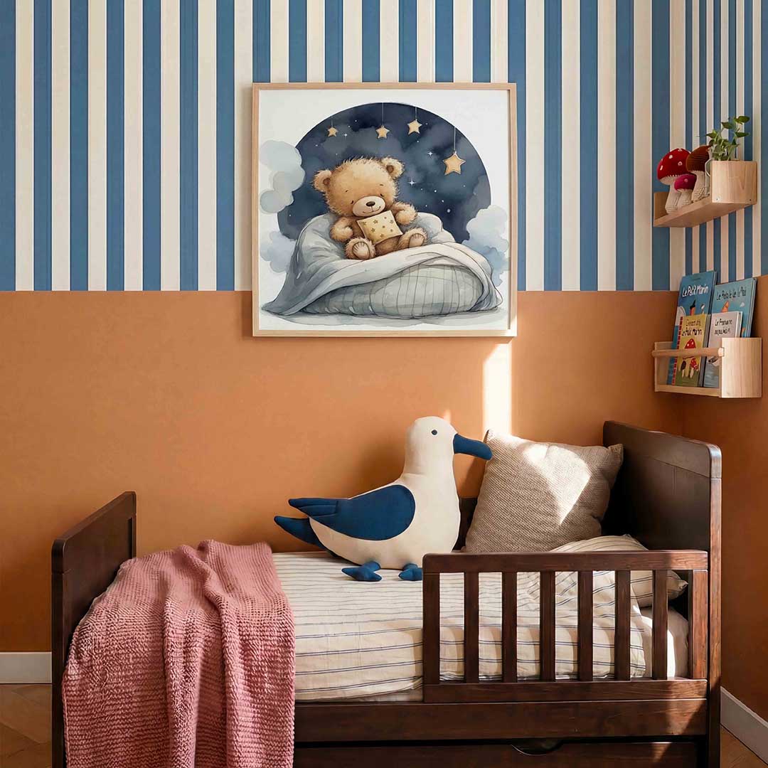 Slapende beer – kids poster in vierkant formaat
